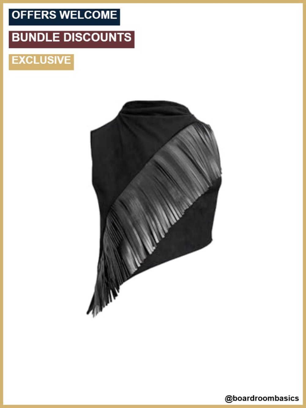 Asymmetric Fringe Sueded Tank Top Slim Sleeveless Cowl Neck